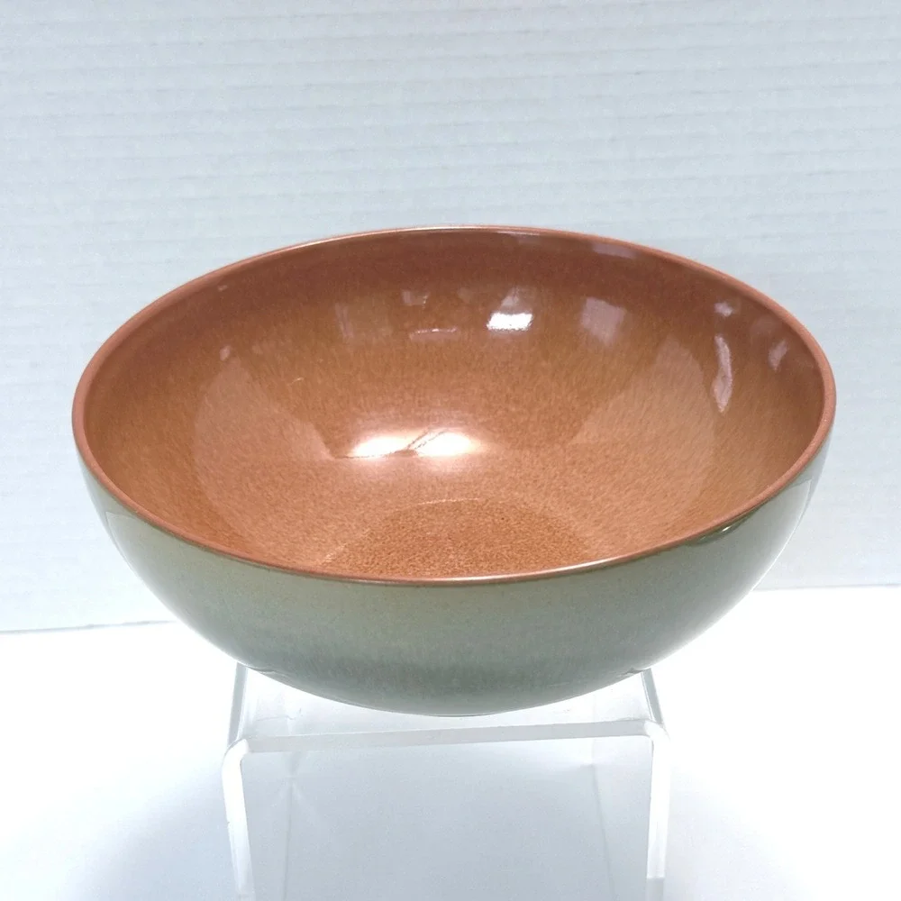 Denby DUETS Stoneware Sage Green and Paprika Cereal Bowl 6.5 Inch Diameter